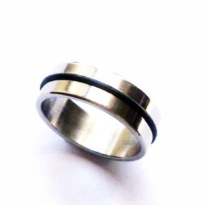 NEW Ring STAINLESS STEEL Unisex Rubber 1 Choose Sz